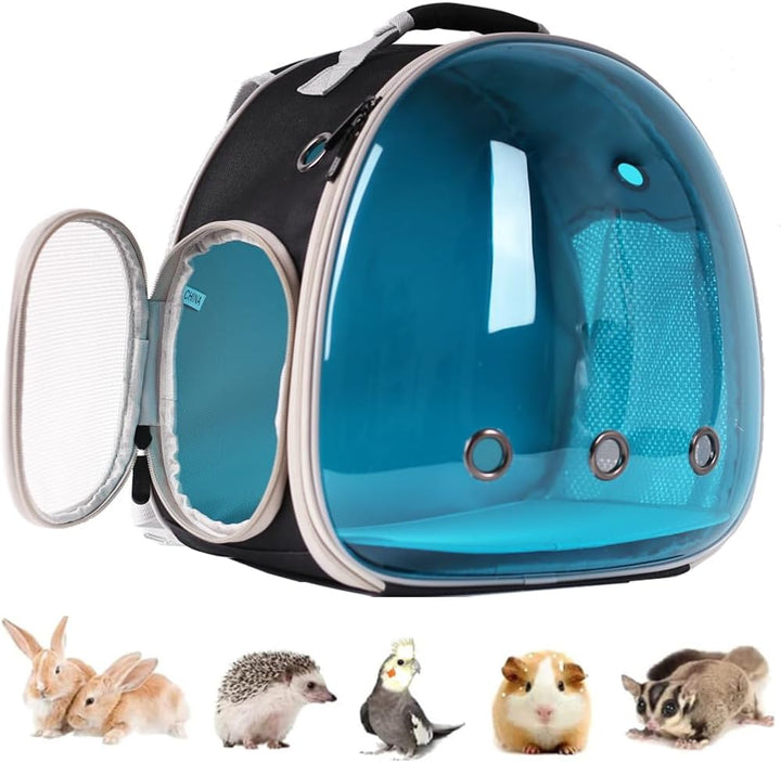 Guinea Pig Carrier Backpack, Clear Bubble Window Backpack for Guinea Pig, Bunny Rat Bird (Black, Carrier)