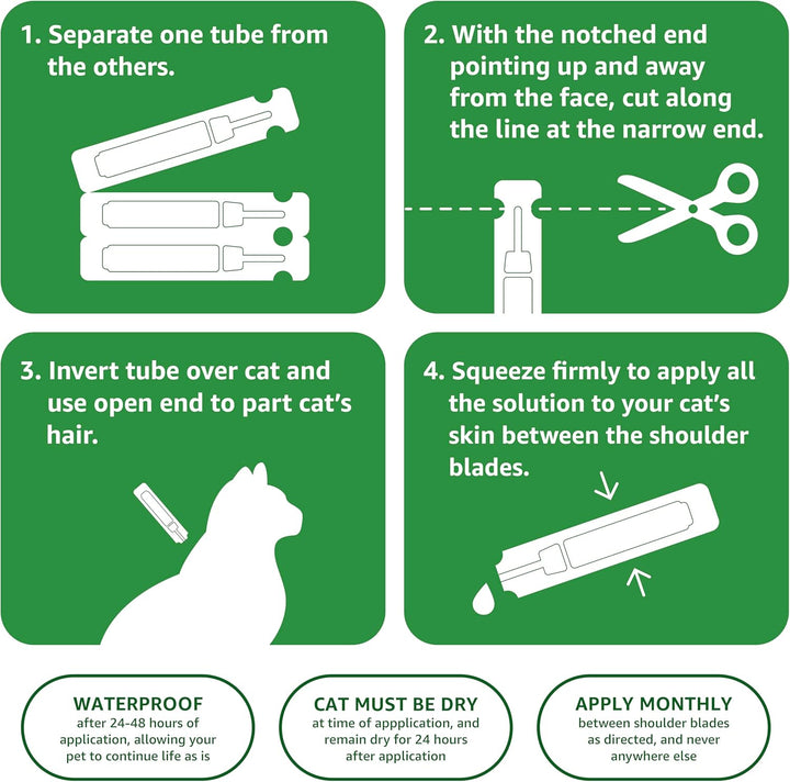 Flea and Tick Topical Treatment for Cats (Over 1.5 Pounds), 6 Count (Previously Solimo)