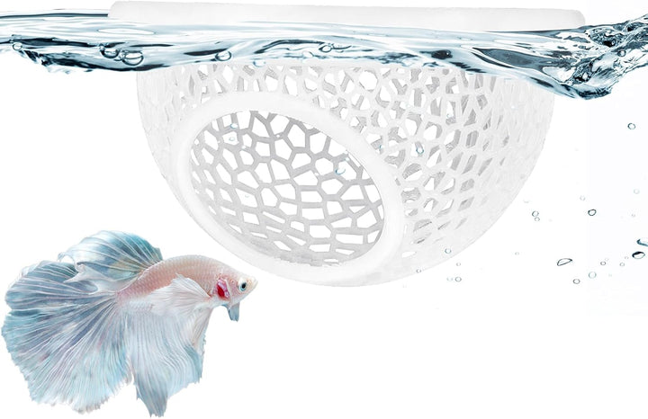 Floating Betta Hide & Shrimp Cave – 3D Printed Aquarium Decor, Multi-Functional Hammock, Feeding Ring & Safe Resting Spot for Betta, Shrimp & Small Fish (PLA, Eco-Safe)