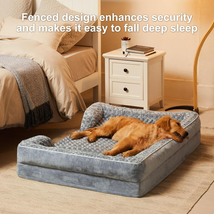 Dog Beds for Large Sized Dogs, Washable Orthopedic Dog Couch Sofa Bed with Waterproof Lining & Non-Skid Bottom for Pet Sleeping