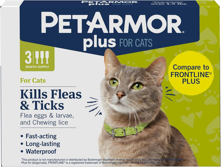 plus Flea and Tick Prevention for Cats over 1.5 Lbs, Cat Flea and Tick Treatment, 6 Doses, Waterproof Topical, Fast Acting