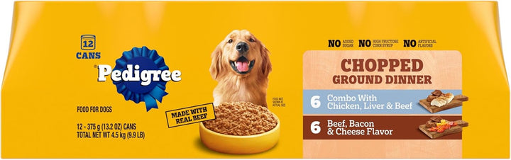 Chopped Ground Dinner Wet Dog Food Filet Mignon & Beef Variety Pack, 13.2 Oz. Cans (12 Count, Pack of 1)