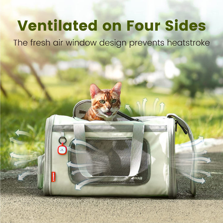 Cat Carrier with ID Tag, TSA Airline Approved Cat Carrier, Soft Sided Collapsible Pet Travel Carrier, Foldable Cat Bag, Portable, Comfortable, Convenient Cat Travel Carrier