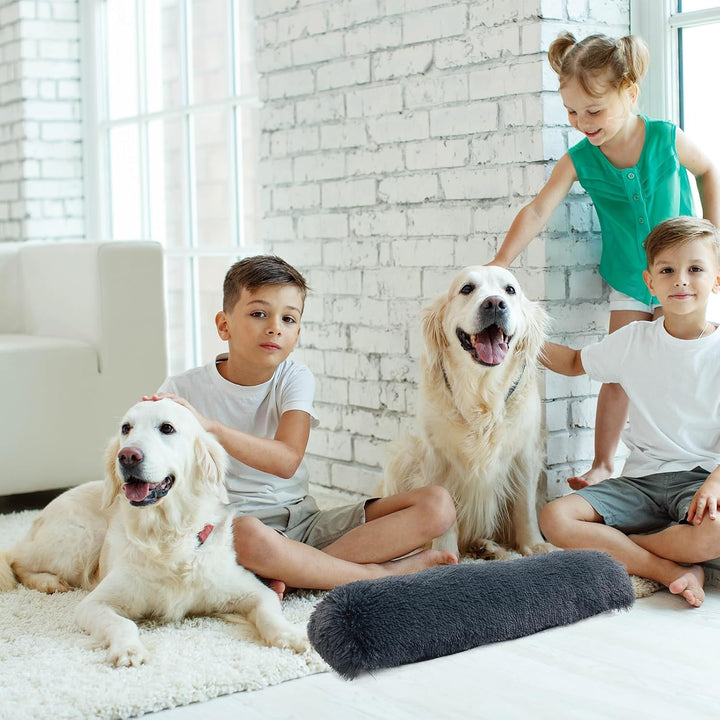 25" Dog Pillow for Large & Medium Dogs, Soft Faux Fur Calming Pet Pillow for Anxiety Relief, Machine Washable, Plush Pet Toy (Dark Grey, 25"X8"X4")