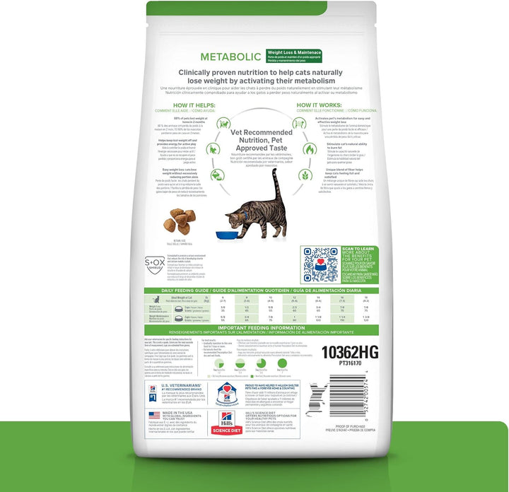 Metabolic Weight Management Chicken Flavor Dry Cat Food, Veterinary Diet, 4 Lb. Bag