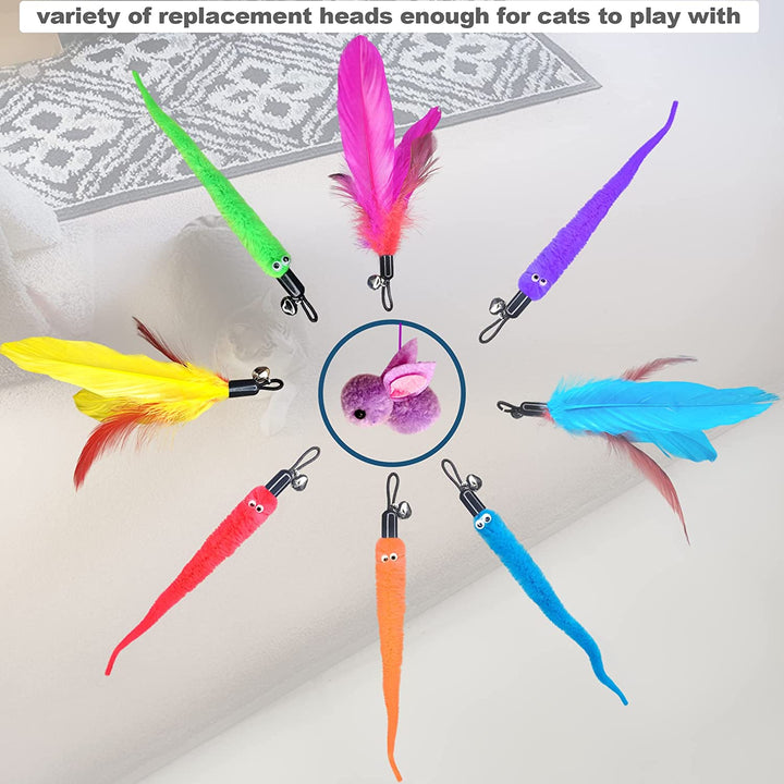 Cat Toys Interactive for Indoor Cats,2Pcs Retractable Cat Wand,9Pcs Teaser Toys&1Pcs Hanging Door Lure Kitten Toy,Interactive Feather Toy for Teaser Play and Chase Exercise with Kitten