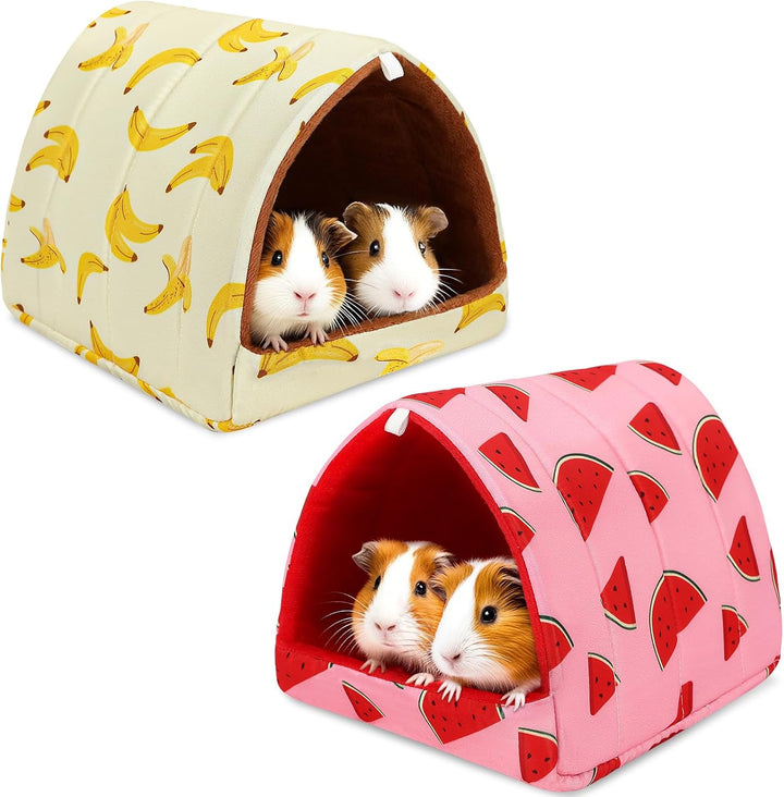 2 Pack Guinea Pig Hideout,Guinea Pig Bed Washable Small Animal House Cage Accessories for Mouse Chinchillas Hamsters Hedgehogs Ferrets Bearded Dragons and Rats