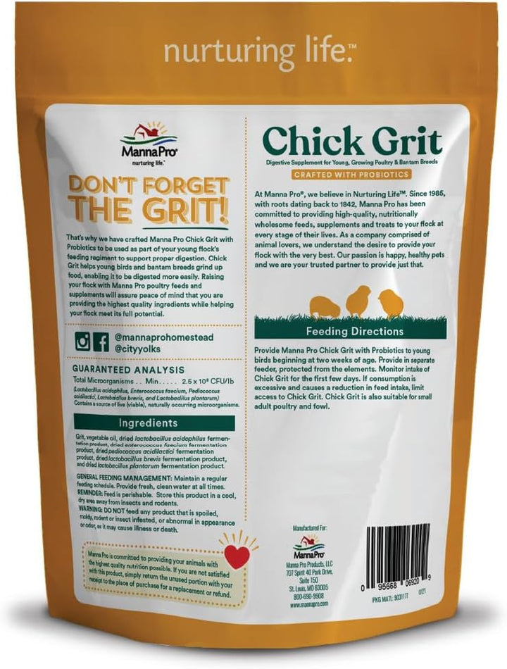 Chick Grit Digestive Supplement for Young Growing Poultry & Bantam Breeds, No Artificial Ingredients or Preservatives, Natural Supplement with Insoluble Crushed Granite, 5 Lbs