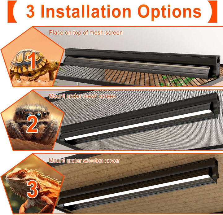 8W T5 10.0 UVB Reptile Light Fixture 12" – High Output UVA UVB Light for Bearded Dragons, Turtles & Snakes – Compact UVB Lamp for Desert & Tropical Reptiles (UVB 10.0-Desert, 12INCH-8W)