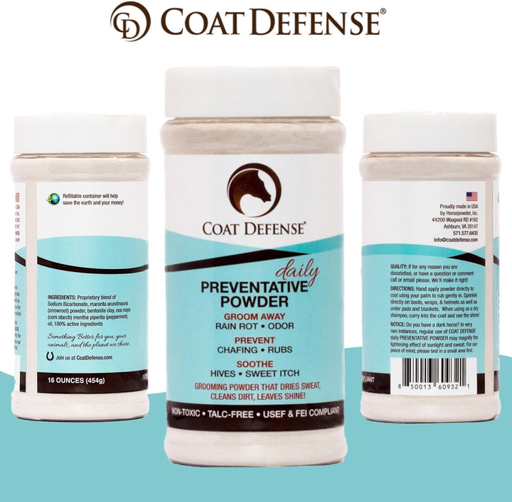 Daily Preventative Powder for Horses - Safe & Effective Equine Skin Conditioner Sweet Itch, Skin Funk, & Rain Rot - Dry Horse Shampoo, 16 Oz Formula with All Natural Ingredients