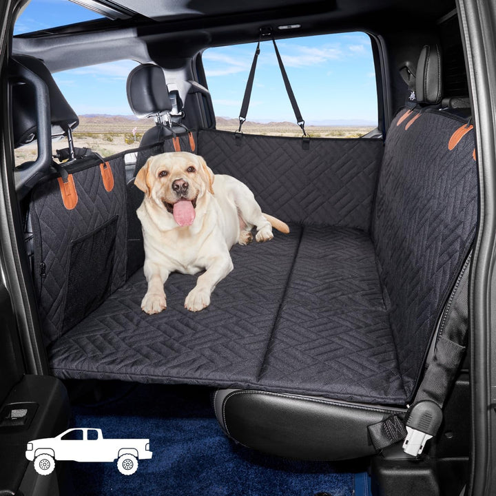 Back Seat Extender,Dog Seat Cover for Back Seat,Hard Bottom Car Seat Cover for Dogs,Dog Hammock for Car,Back Seat Pet Cover for Dogs(Black)