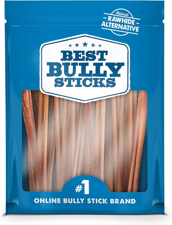 6 Inch Thin Bully Sticks - 24 Count (Pack of 1) - Natural, Easily Digestible, 100% Grass-Fed, Grain and Rawhide Free