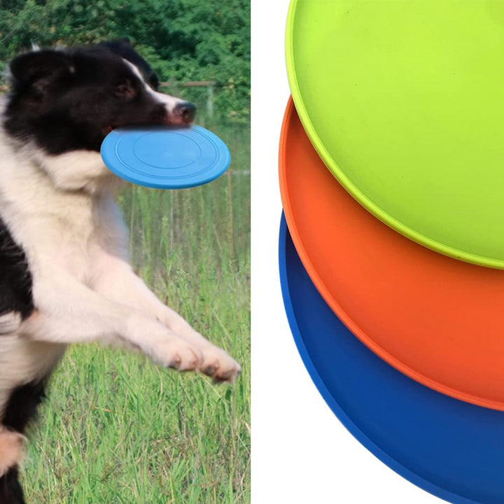 Dog Flying Disc, 3 Pack Dog Flyer Toys, Soft Rubber Interactive Lightweight Flying Disc Dog Toy for Small Large Dogs - Floats in Water & Safe on Teeth, 7 Inch.