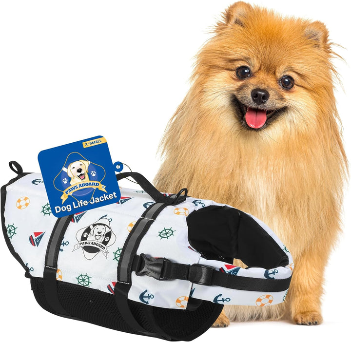 Dog Life Jacket - Swimming Vest for Dogs, Adjustable, Reflective, Comfortable, Multiple Colors, Patterns, Xx-Small to Extra Large Dog Swim Vest with Handle (Red, Large)