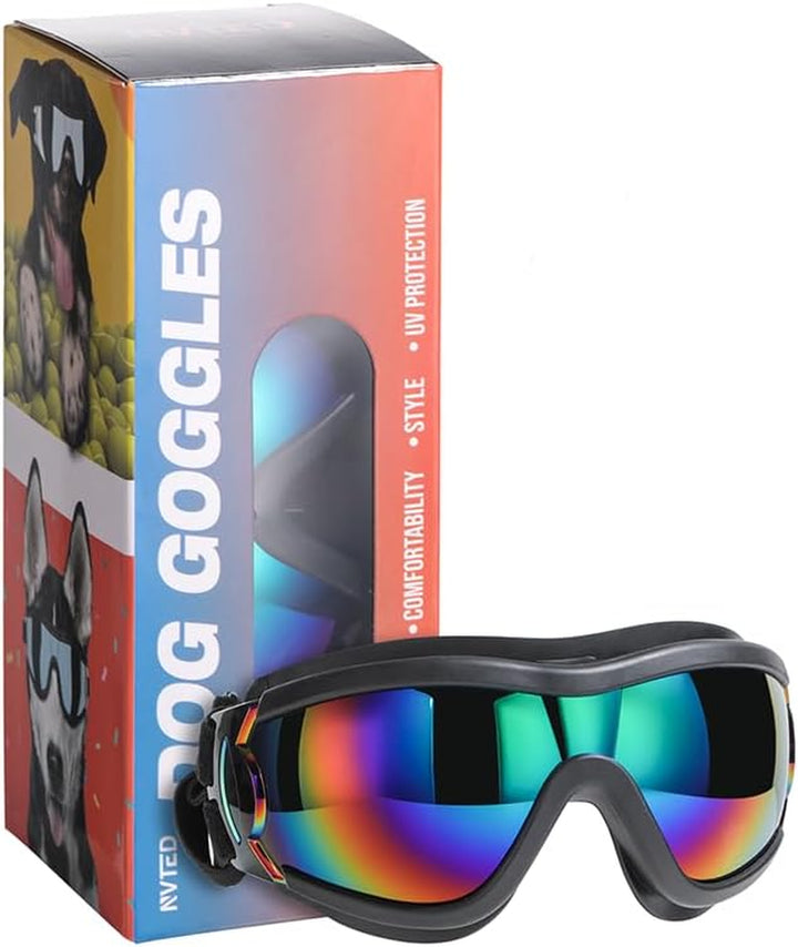Dog Sunglasses Dog Goggles, UV Wind Dust Fog Protection Pet Glasses Eye Wear with Adjustable Strap for Medium or Large Size (Laser)