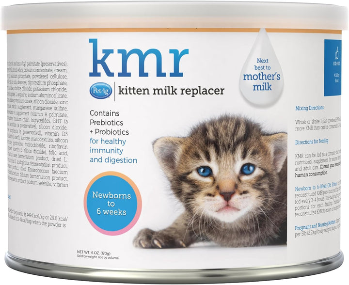 KMR Kitten Milk Replacer Powder - 6 Oz - Powdered Kitten Formula with Prebiotics, Probiotics & Vitamins for Kittens Newborn to Six Weeks Old - Easy to Digest