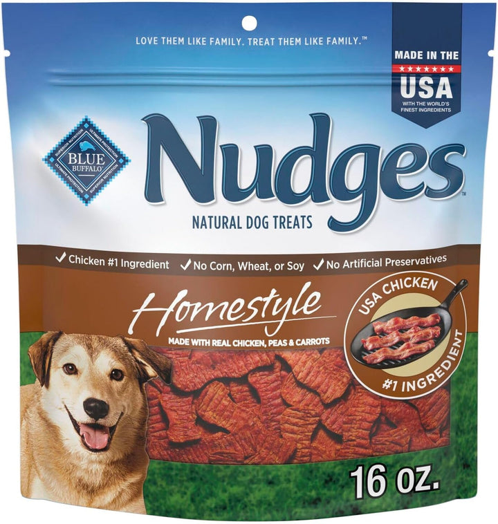 Nudges Grillers Natural Dog Treats, Made in the USA with Real Steak, 16-Oz Bag
