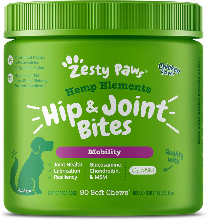 Hip and Joint for Dogs, Glucosamine for Dogs Hip and Joint Supplement with Chondroitin, MSM, Vitamins C & E - Bacon, 90 Count