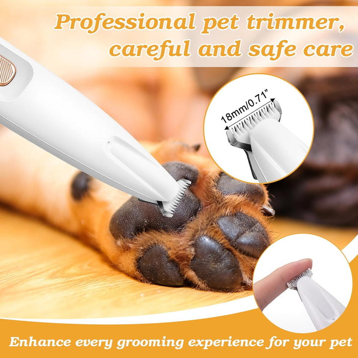 Dog Paw Trimmer, Upgraded 18Mm-Blade Electric Dog Clippers for Groomming with Led Display, Waterproof Pet Micro Precision Trimmer, Rechargeable Hair Shaver for Paws, Ears, Face, Rump and Eyes