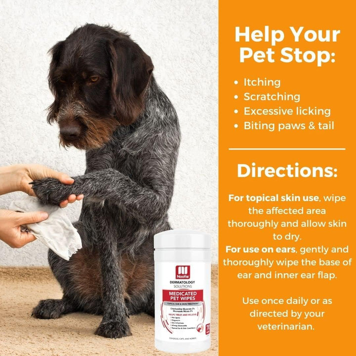 Medicated Dog Wipes, 2% Chlorhexidine and 2% Miconazole Formulated Pet Wipes for Dogs and Cats - 5"X 6" Size XL Wipes - 70 Count - Sold in over 10,000 Vet Clinics and Pet Stores Worldwide