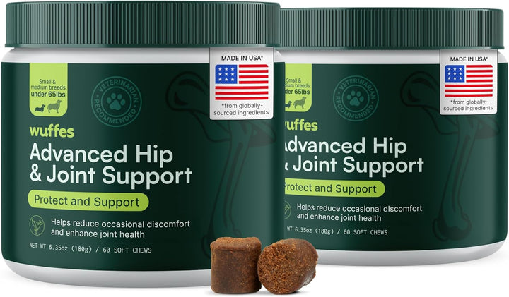 Advanced Dog Hip and Joint Supplement with Glucosamine, Chondroitin, Omega 3, MSM, and Green Lipped Mussel, 60 Pork Flavored Chews for Small and Medium Dog Breeds