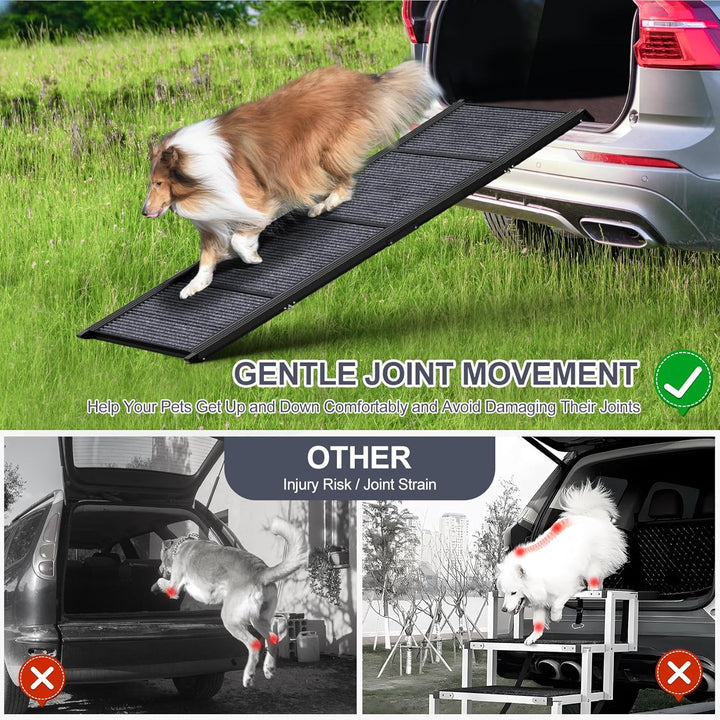 Dog Ramp for Car 63" Long & 17" Wide Portable Dog Ramps for Large Dogs with Non-Slip Rug Surface Dog Car Ramp for SUV Car & Truck, Folding Dog Ramp up to 250LBS