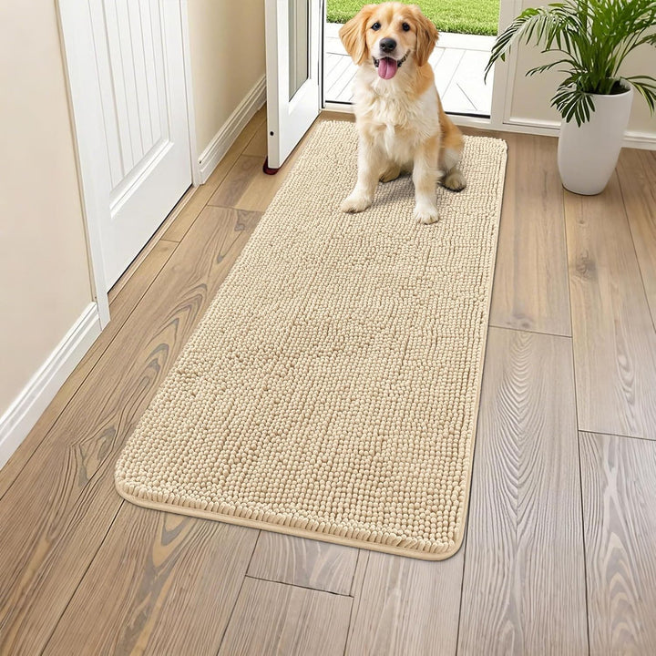 Dog Door Mat for Muddy Paws 30X20, Absorbs Moisture and Dirt Doormat, Non-Slip Washable Quick Dry Chenille Front Door Mat Indoor Entrance, Entryway Carpet for inside Floor, Grey