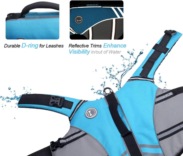 Sports Style Dog Life Vest, Dog Life Jacket for Swimming & Boating, Ripstop & Buoyancy for Puppy Doggy, Lifejacket with Handle, M, Blue