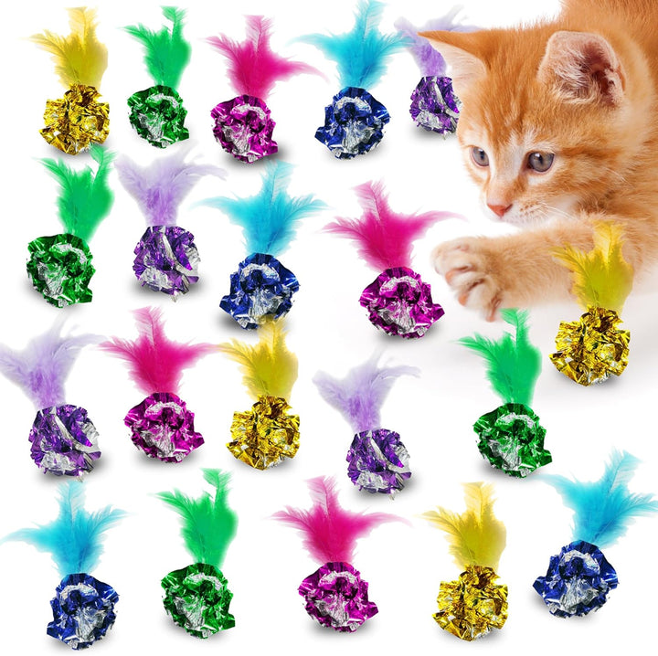 Cat Crinkle Balls, Shiny, Mylar Crinkler, Stress-Relief Toy for Kittens, Interactive & Engaging, Keeps Grown-Up Cats Active, Encourages Multi-Cat Play, Provides Endless Entertainment, 6 Pcs