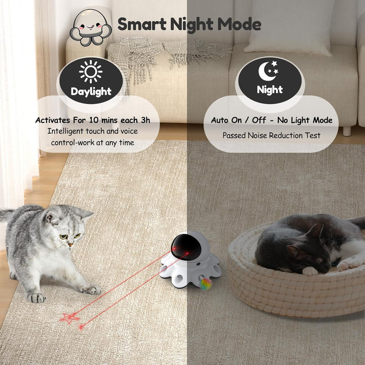 Cat Laser Toy, 2-In-1 Interactive Automatic Motion Activated Moving 8 Holes Whack a Mole Feather, USB Rechargeable Electronic Smart Sensor Kitten Toys for Indoor Exercise