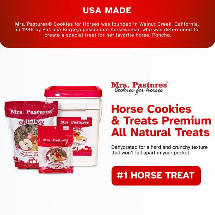 Mrs Pastures Cookies and Treats for Horses - Premium Horse Treats - Made with Apples, Oats, and Rolled Barley - Preservative Free - All Natural Ingredients - No Corn or Soy - Made in USA - (5Lb Bag)