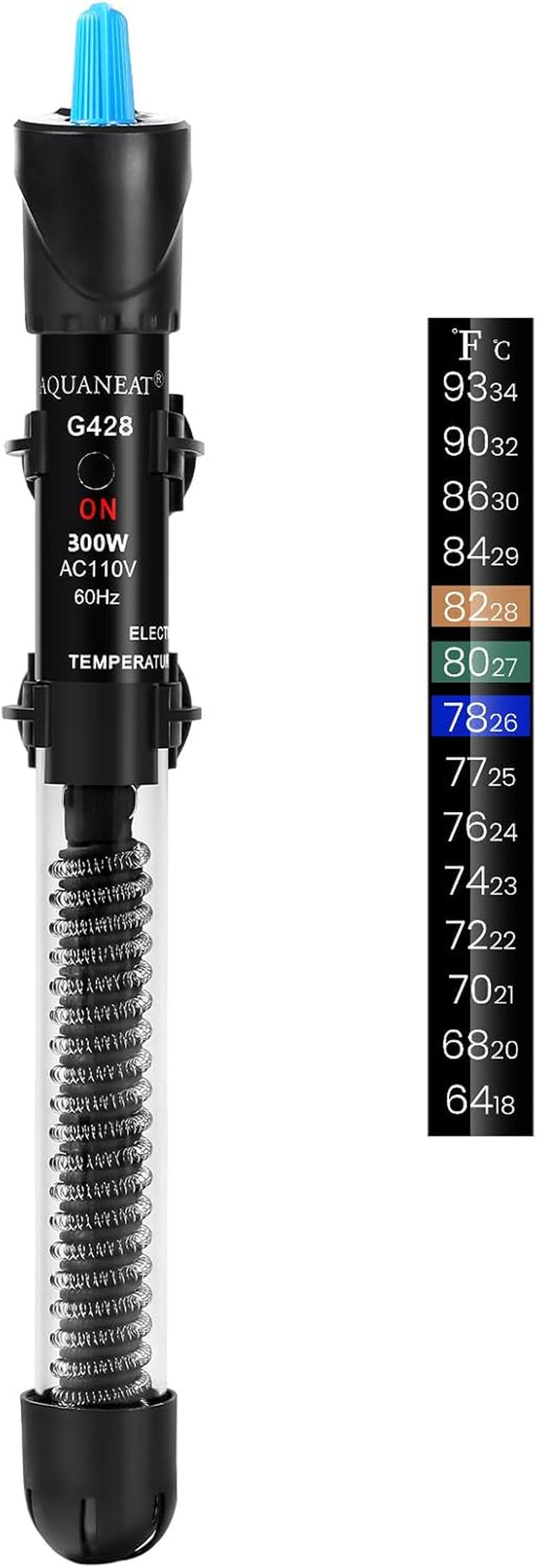 Aquarium Heater, 50W Fish Tank Heater, Adjustable Submersible Water Thermostat with Thermometer