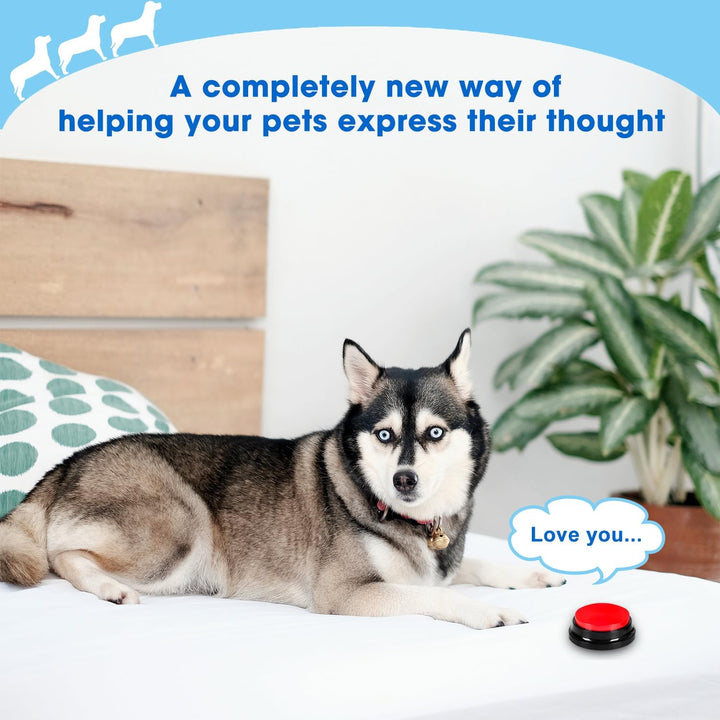 Voice Recording Button, Dog Buttons for Communication Pet Training Buzzer, 30 Second Record&Playback, Voice Recording Clicker for Cat, Puppy, Pet Trainin, Funny Gift for Study Office Home 4 Pcs