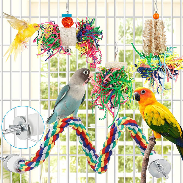 Foraging Toys Parakeet Chewing Hanging Toy Shredded Paper Bird Cage Accessories for Conure Cockatiel Budgies Lovebird Parrotlet
