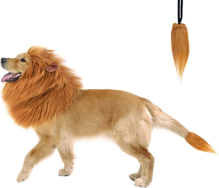 Lion Mane for Dog Costumes, Realistic Wig for Medium to Large Sized Dogs, Halloween Costumes (Brown)