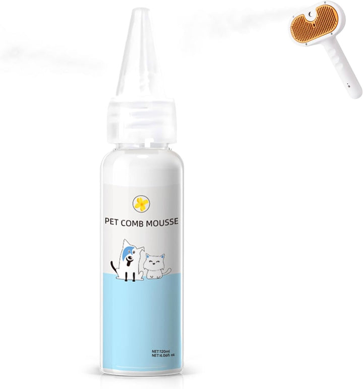 Pet Steam Brush for Dog & Cat – 3-In-1 Spray Hair Removal Comb – Steam for Shedding & Grooming – Water Brush for Long & Short Haired Pets – Spritz Defur Comb – Includes Waterless Shampoo