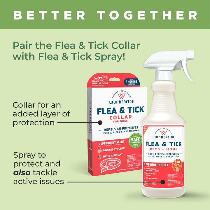 Dog Collar - Flea, Tick, and Mosquito Repellent for Dogs - with Natural Essential Oils - up to 4 Months Protection - Small Medium