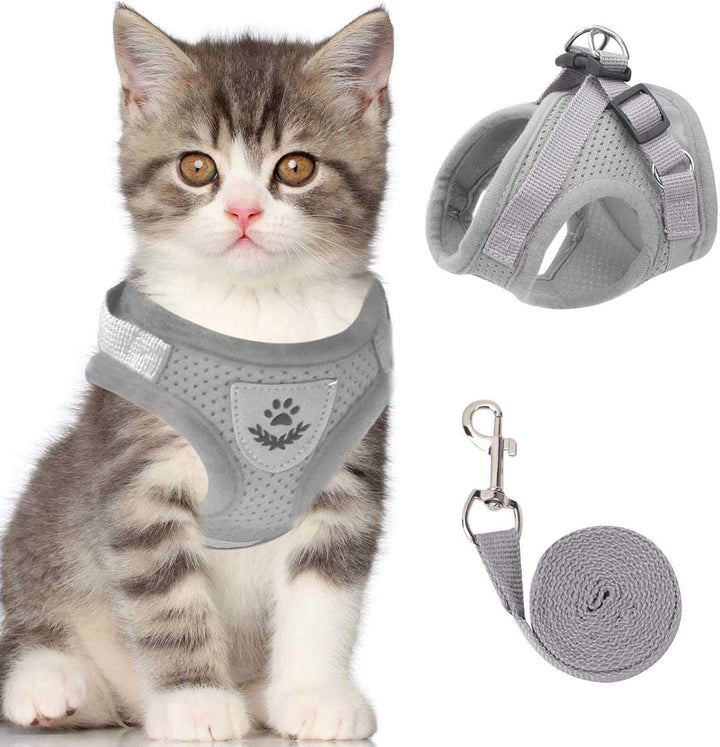Cat Vest Harness and Small Dog Vest Harness for Walking, All Weather Mesh Harness, Cat Vest Harness with Reflective Strap, Step in Adjustable Harness for Small Cats (Red, XS)