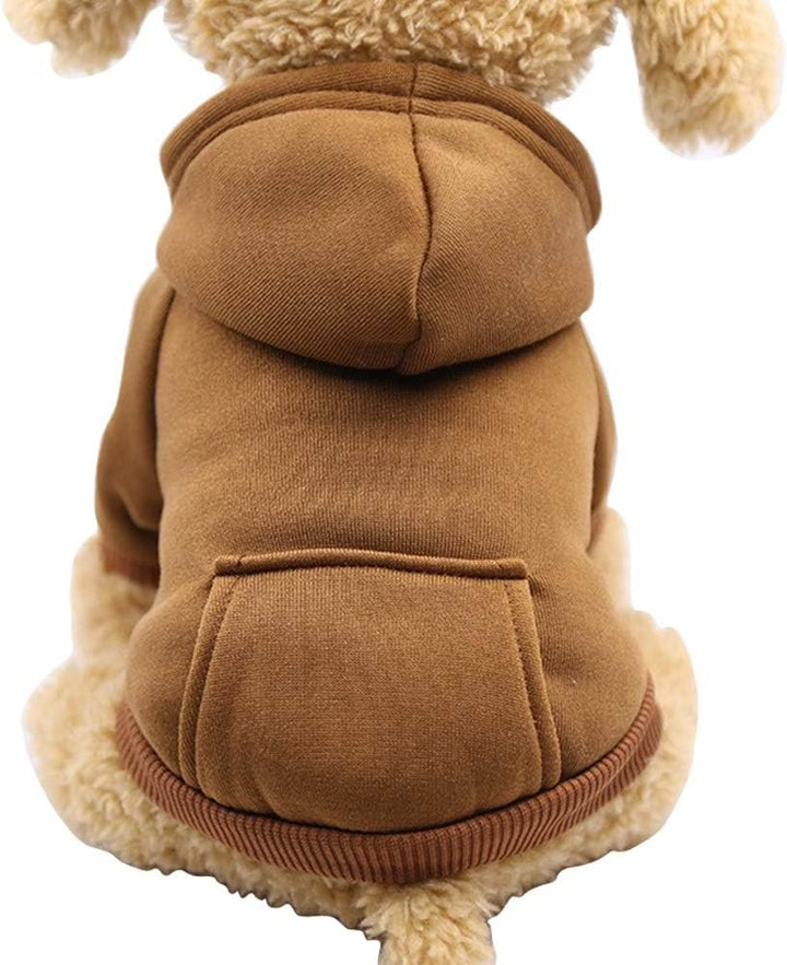 Winter Dog Hoodie Sweatshirts with Pockets Warm Dog Clothes for Small Dogs Chihuahua Coat Clothing Puppy Cat Custume (Coffee, Small)