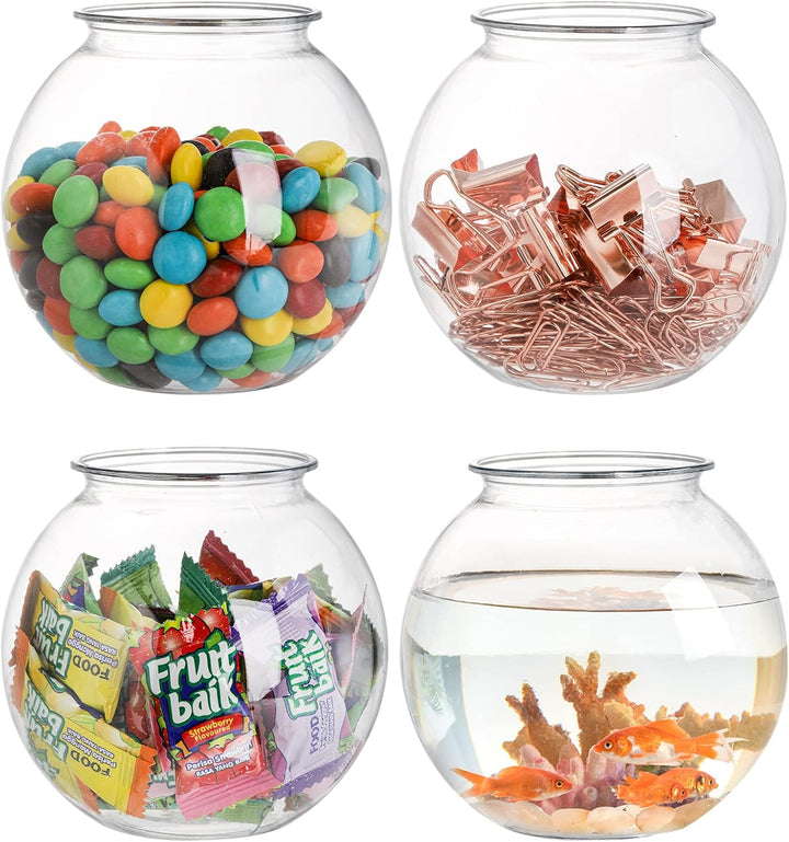 12 Pack Plastic Ivy Bowls, 16 Oz round Fish Bowl Unbreakable Vases Bowls for Home Decor, Carnival Games, Candy, Party Favors, Centerpiece, BPA Free, Clear