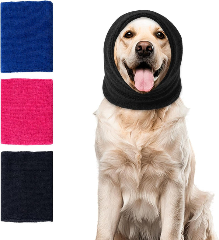 Dog Ear Muffs Noise Protection, Dog Calming Hoodie Cat Anxiety Relief Ear Wrap, Double Layer Thickened Soft Elastic Neck Head Cover Noise Cancelling for Grooming,Force Drying,Fireworks (Blue, Small)