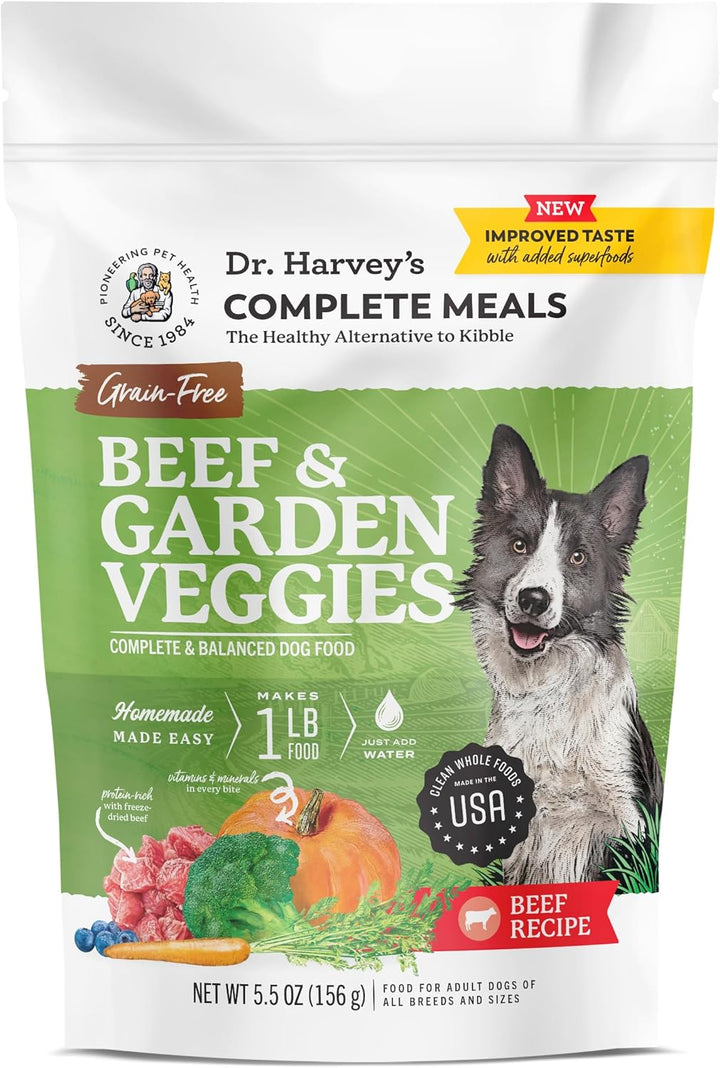 Beef & Garden Veggies Dog Food, Human Grade Grain-Free Dehydrated Food for Dogs with Freeze-Dried Beef (5 Pounds)