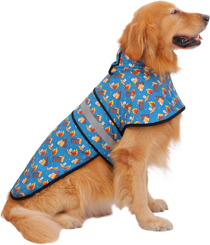 Dog Raincoat Jacket Reflective Adjustable Hooded Pet Poncho Rain Coat with Leash Hole for Small to X-Large Dogs Yellow - L