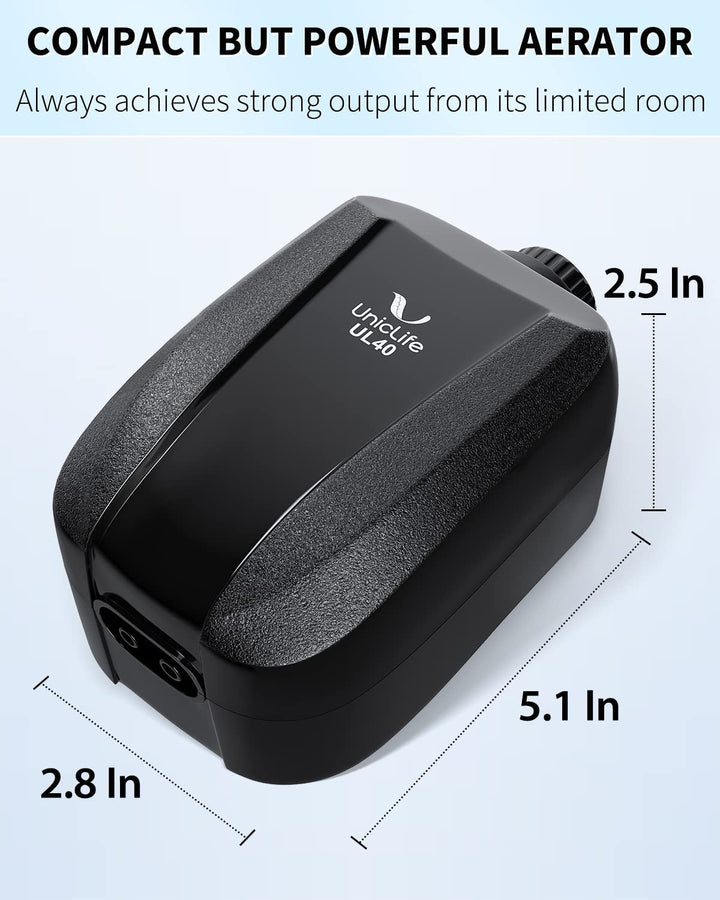 Aquarium Air Pump Dual Outlet Fish Tank Aerator with Accessories for 5-200 Gallon Tank