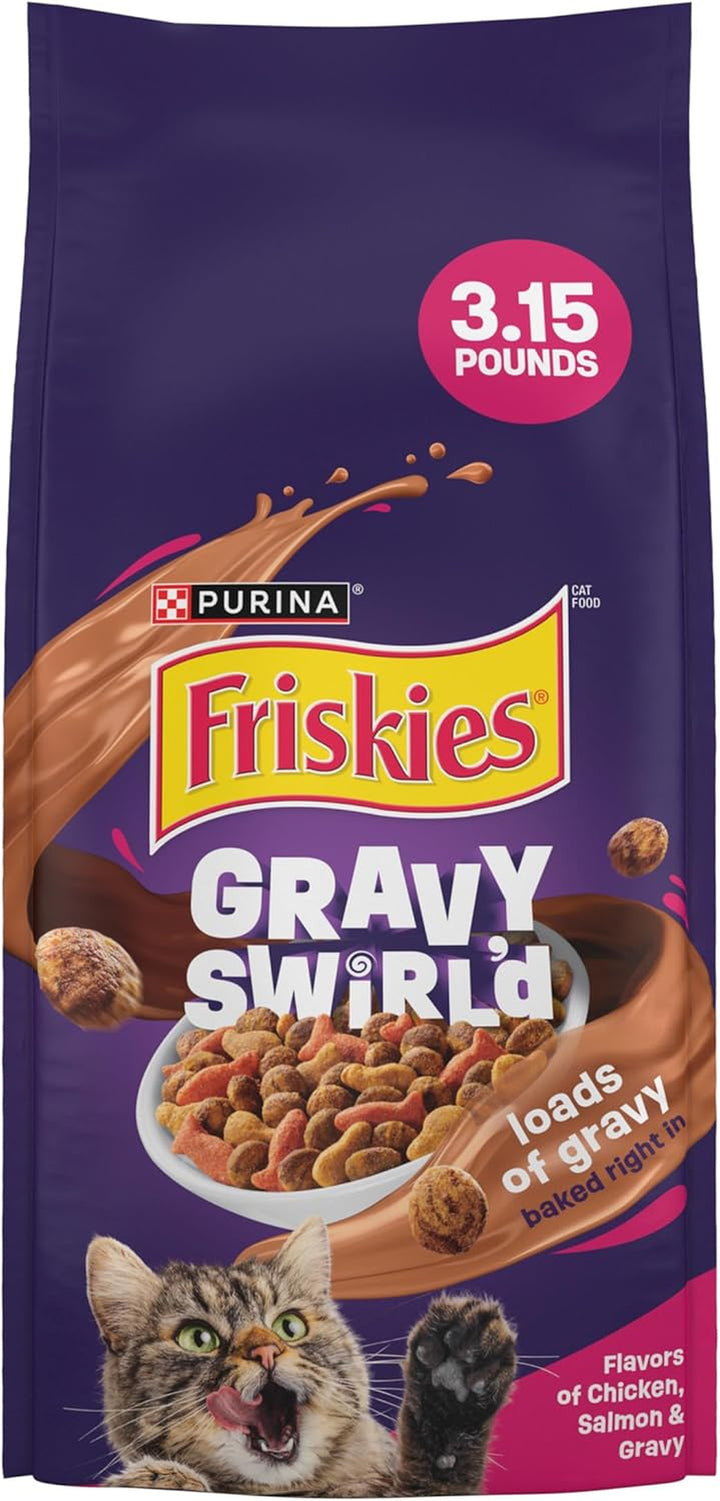 Purina  Dry Cat Food Gravy Swirl'D with Flavors of Chicken, Salmon and Gravy - 22 Lb. Bag