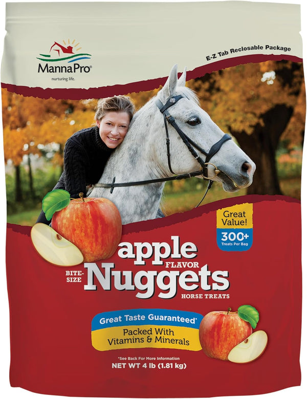 Bite-Size Nuggets for Horses - Pocket Sized Training Horse Treats - Apple Flavored Treats - Packs with Vitamins & Minerals- Great Taste Guaranteed - 4Lbs