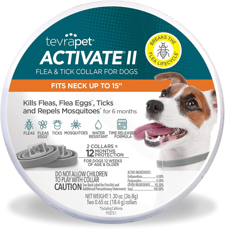 Activate II Flea and Tick Collar for Dogs, 12 Months Prevention, 2 Count, for Medium and Large Dogs