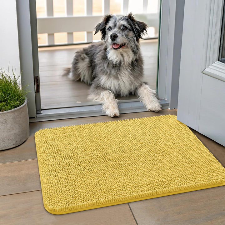 Dog Door Mat for Muddy Paws 30X20, Absorbs Moisture and Dirt Doormat, Non-Slip Washable Quick Dry Chenille Front Door Mat Indoor Entrance, Entryway Carpet for inside Floor, Grey