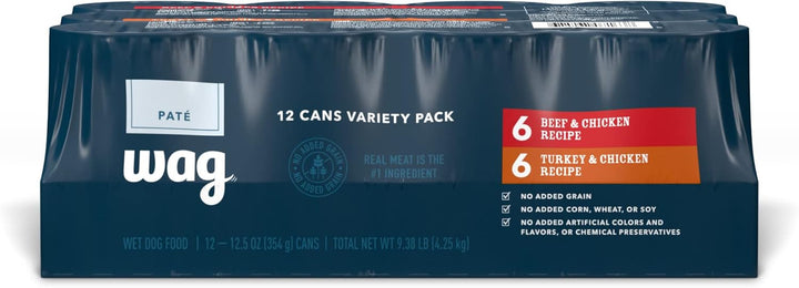 Amazon Brand -  Pate Canned Dog Food, Turkey & Chicken Recipe, 12.5 Oz Can (Pack of 12)