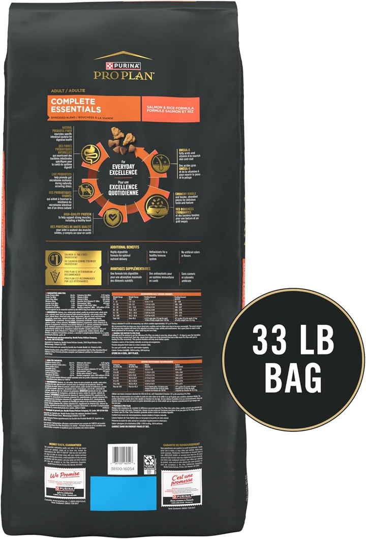 Complete Essentials Shredded Blend Salmon and Rice Dog Food Dry Formula with Probiotics for Dogs - 33 Lb. Bag